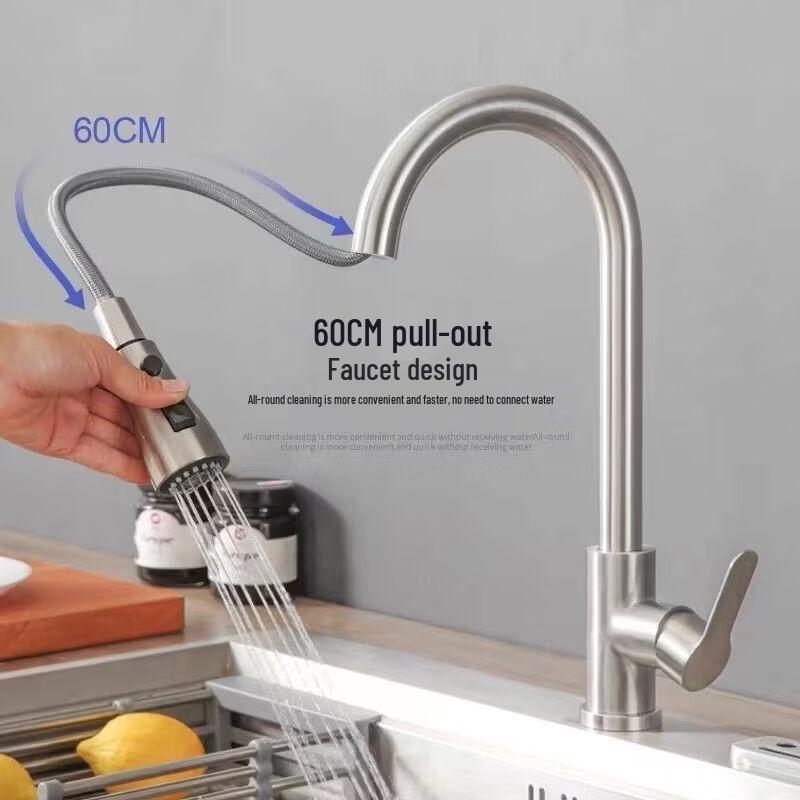 OEING Stainless Steel Pull-Out Kitchen Faucet