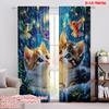 2pcs,2D Plane Printing Popular Curtains Enchanted Kittens Polyester Fabric (without Rod) Festive Perfect for Living Room,