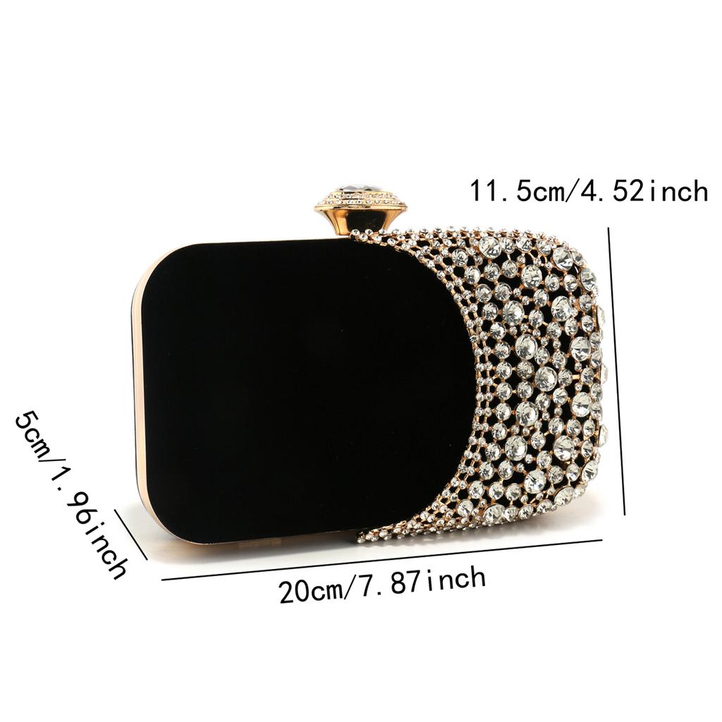 Hollow Design Women Evening Bags Velvet Glitter Fashion Ladies Wedding Party Clutch Bags Shoulder Chain Diamonds Handbags