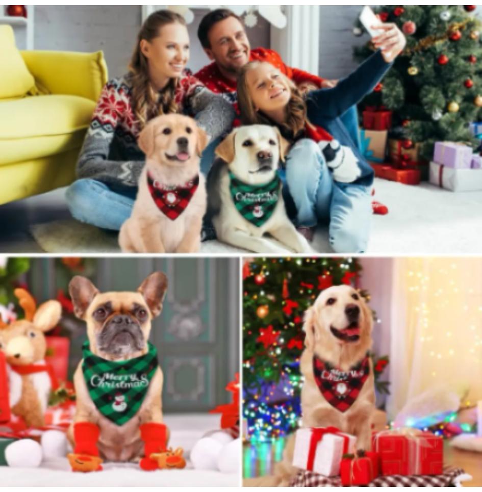 Vánoční trojúhelníkový šátek pro mazlíčky Psí bandany Ručník na sliny Na sváteční párty dekoraci Nastavitelný šátek pro psy malých až velkých plemen