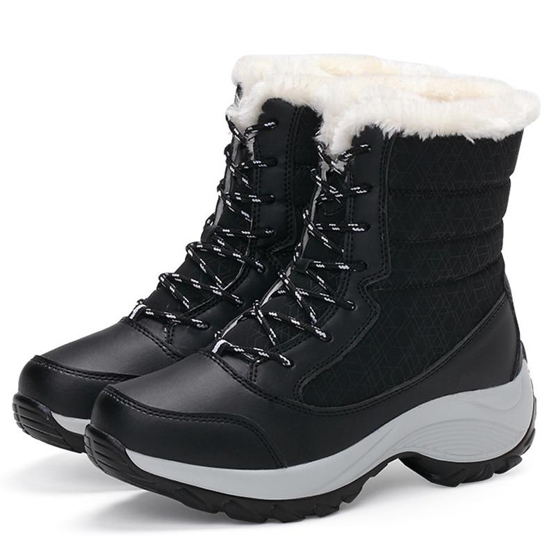 Women Boots Winter Waterproof Snow Boots Fur Women Platform Shoes Slip On Woman Ankle Boots Plush Warm Winter Female Shoes