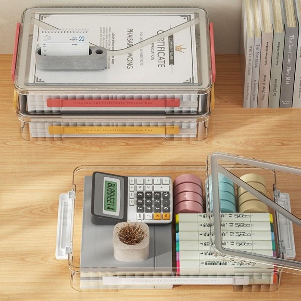 Transparent Desktop Paper Storage Box Dust Proof Card Holder Case File Document Organizer  Contract