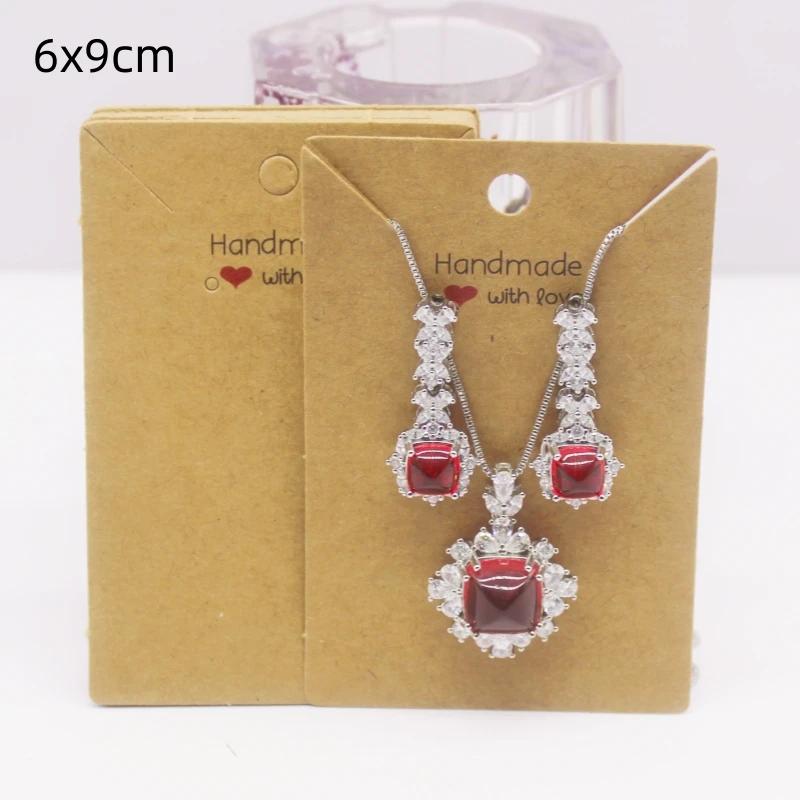 50pcs White/kraft Paper HANDMADE Series Multi Size Cards, Earrings, Necklaces, Jewelry Cards