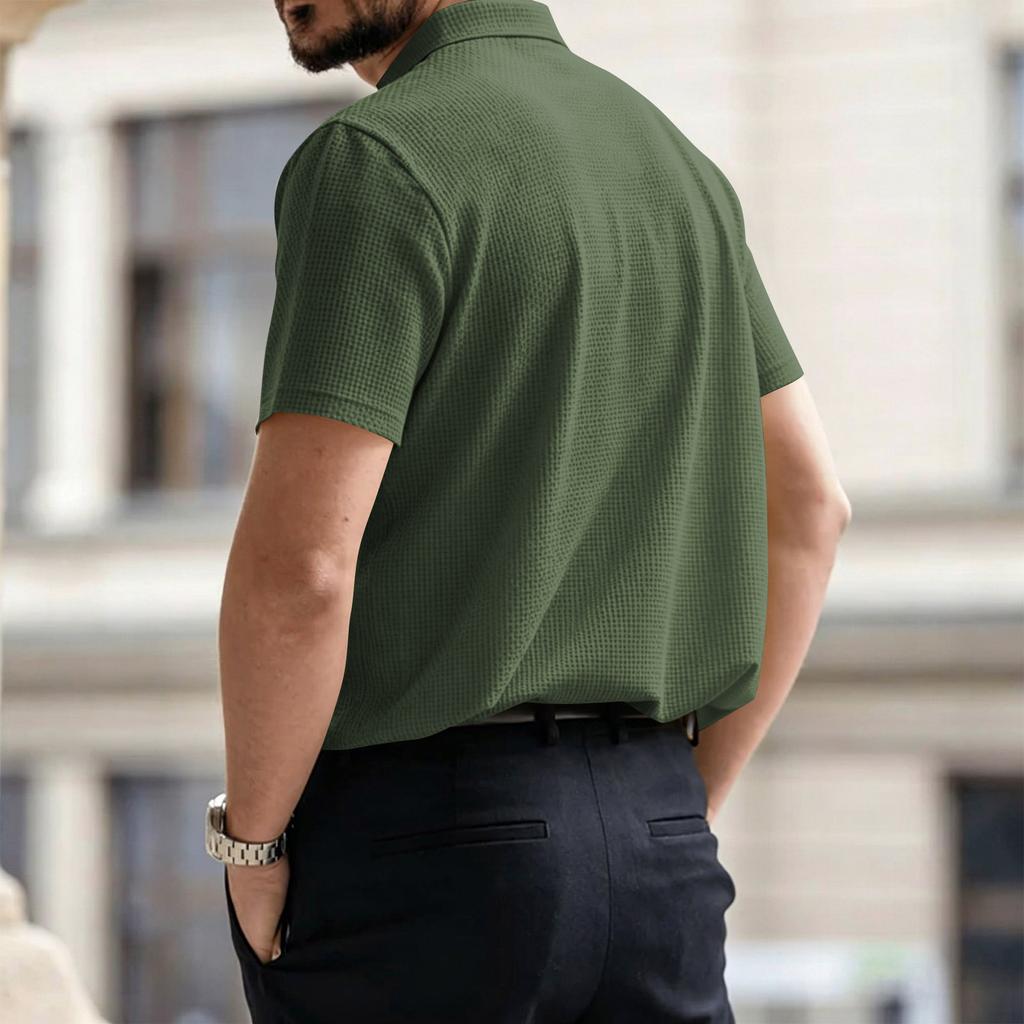 Men's Short Sleeve Polo Shirt with Printed Graphic Lapel Collar Lightweight Breathable Knit Fabric Casual Fit for Summer