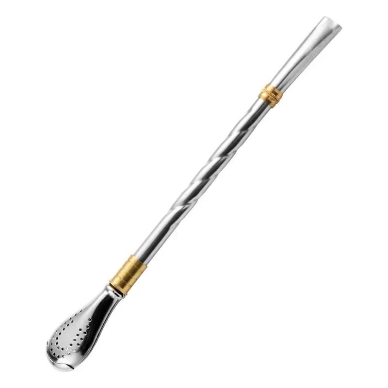 Tea Filter Yerba Mate Stainless Steel Tea Straws Bombilla Gourd Reusable Tea Tools Drinking Straw Spoon Washable Coffee Tool