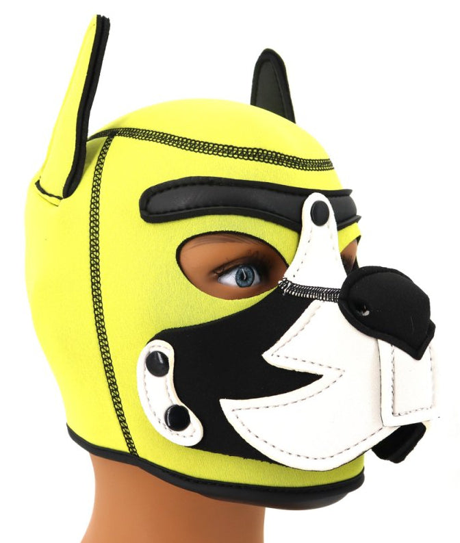 Cagoule Puppy Fox Néoprène Jaune-Blanc - Kinky Puppy - Puppy Play, Dildos Queue