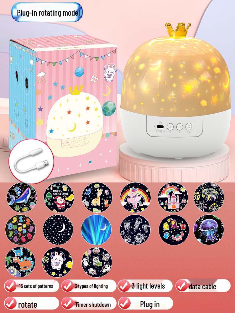 Dreamy Starry Sky Music Box: Crown Starry Projector Lamp for Children s Bedroom 3W