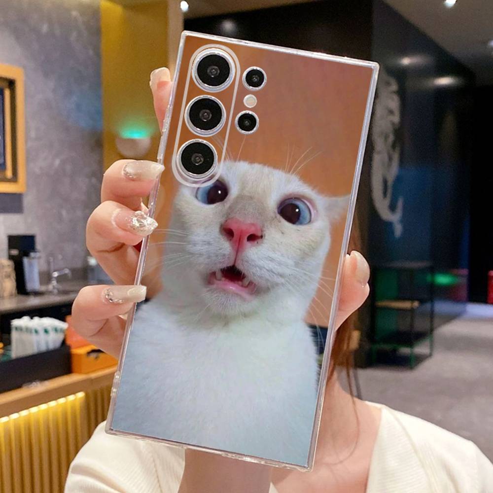 Funny Cat Memes Phone Case For SamsungS25,24,23,22,21,30,Ultra,20,Plus,Lite,10,5G,Soft Transparent Cover Samsung S30plus5G