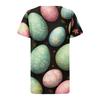 Ladies' Casual V-neck Short Sleeved Shirt With Pleated Easter Print On The Chest