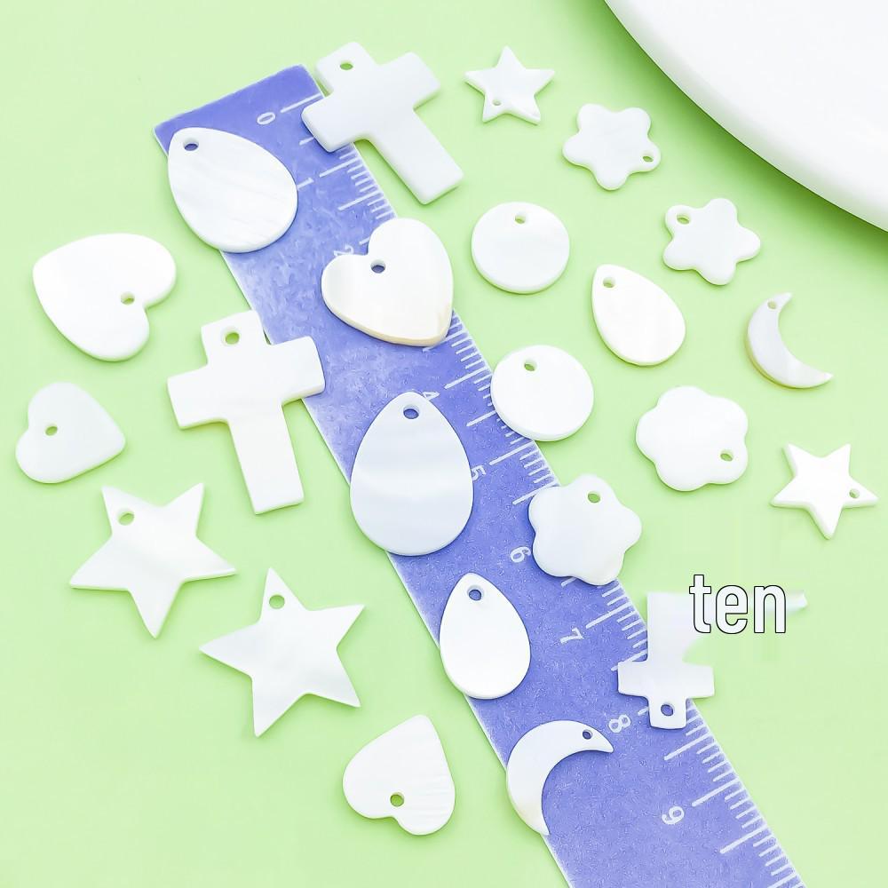 24-Piece Set: White Natural Moon Cross Shell Charms for DIY Jewelry