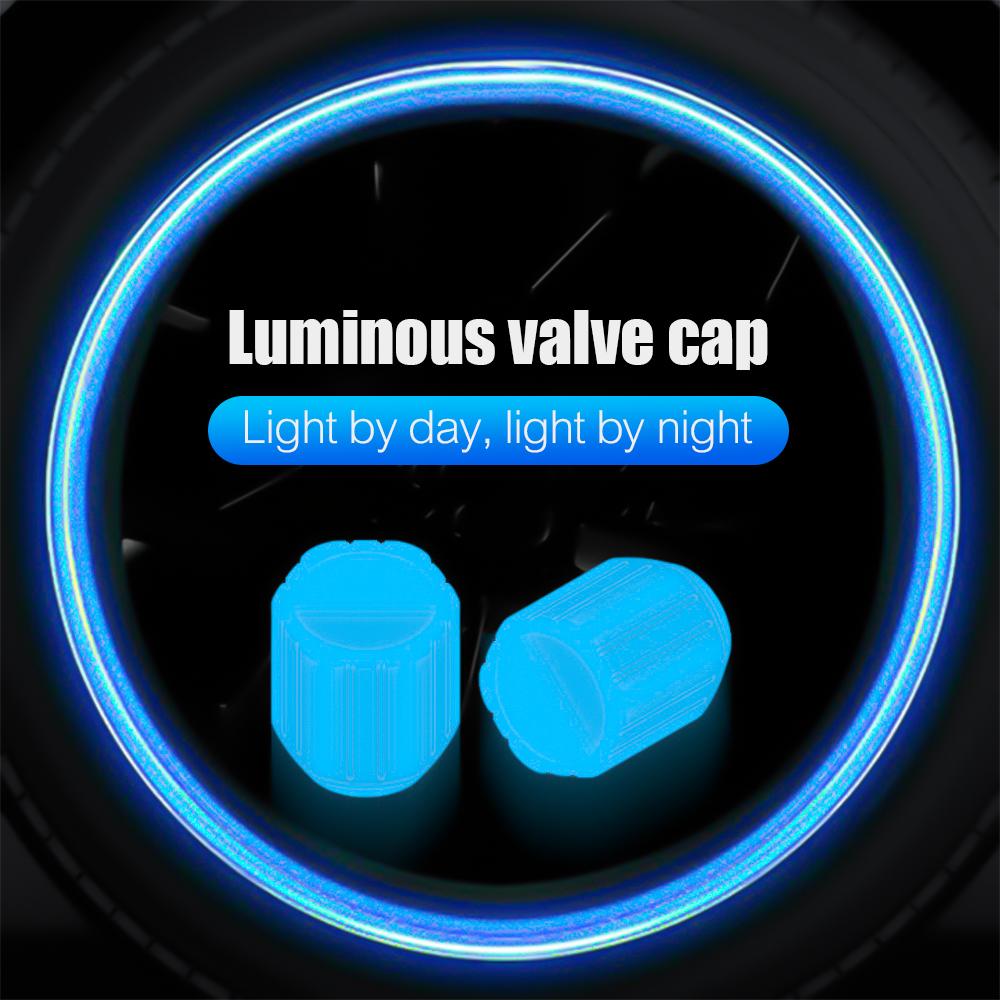 Luminous Valve Caps Car Tire Fluorescent Tyre Valve Stem Decor Luminous Cap Night Glowing Wheel Hub Nozzle Valve Caps Valve Stems 1
