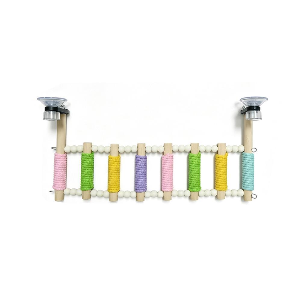 Colorful Bird Cotton Rope Ladder 5/6/7/8//9/10 Steps Cotton Rope Wrapped Wooden Bird Perch Anti-anxiety Suction Cup