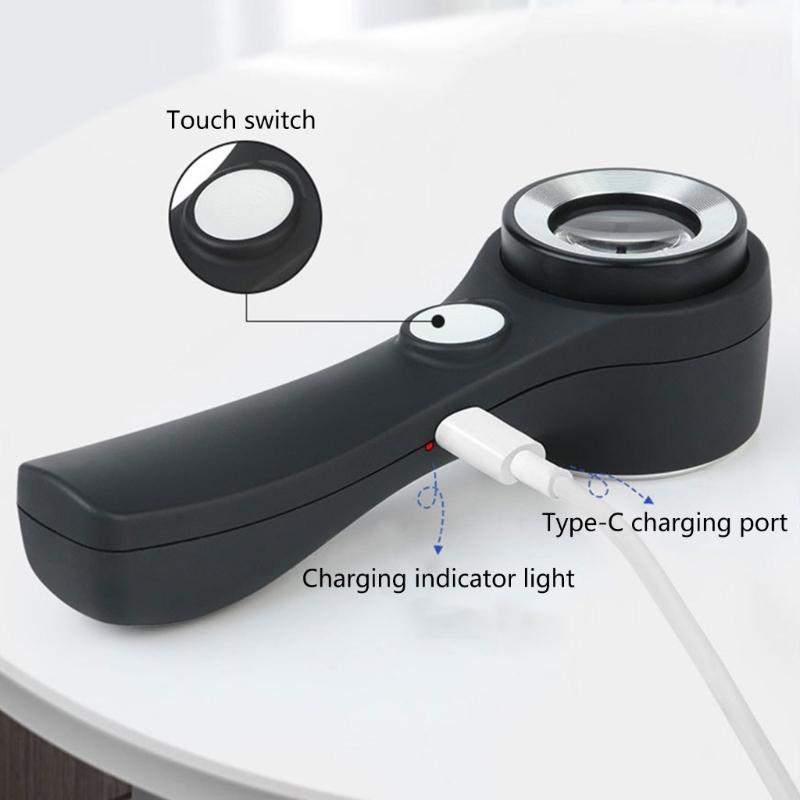 60X Magnifying Glass Loupe with LED/UV Light Magnifier Magnifying Lens for Jewelry Coin Stamps Inspection