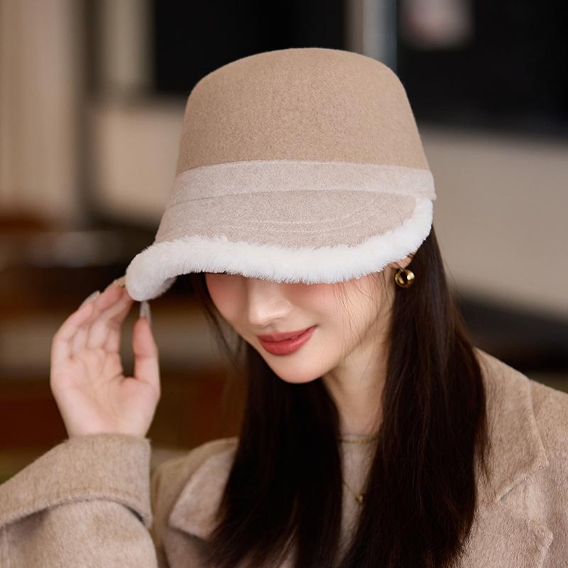 Imitation Wool Plus Velvet Thickened Warm Hat Fashionable and Versatile Fisherman's Hat Temperament Basin Hat