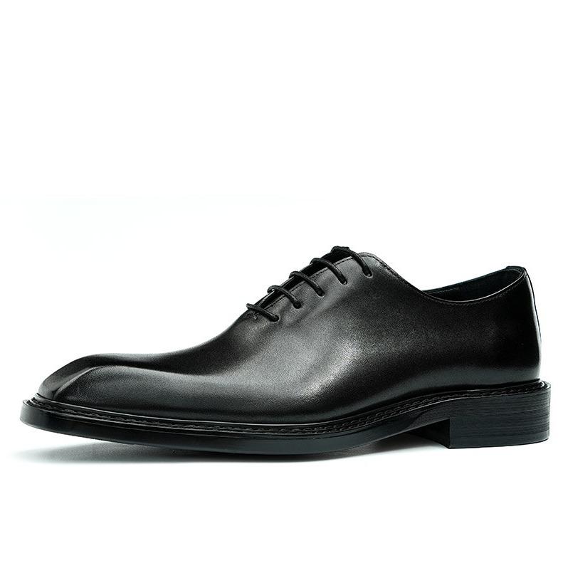 VIP Exclusive Men's Brown Leather Oxford Shoes - Summer Wedding & Business Formal Square Toe British Style