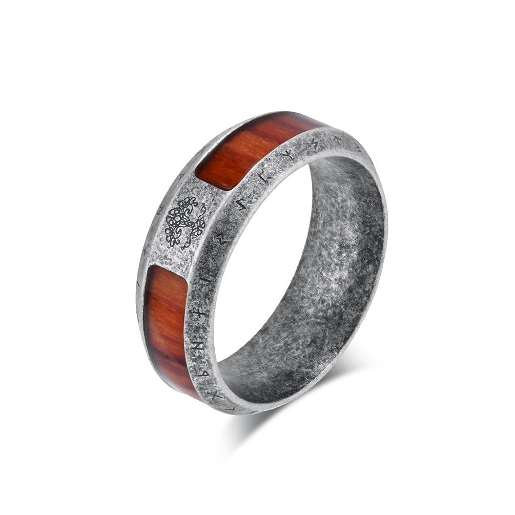 

Винтажное мужское кольцо с надписью «викинг» в стиле хип-хоп, дерево жизни, ювелирные изделия из нержавеющей стали, черное нишевое кольцо для пары 11#