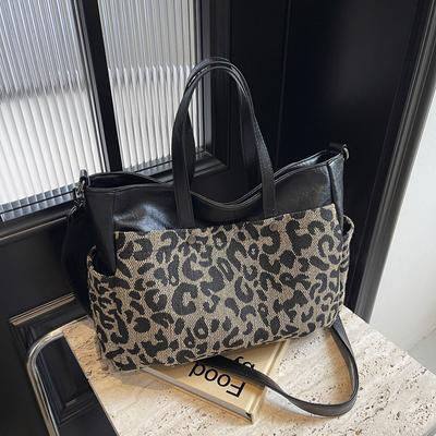 Mode Leopardenmuster Große Kapazität Einkaufstasche Damen Personalisierte Canvas Schulter Messenger Bag Tide