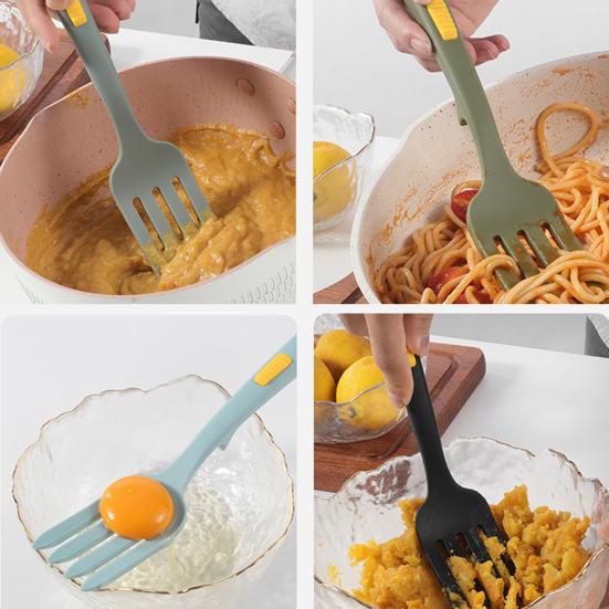 Salad Fork Flexible Food Grade Anti-scalding Silicone Dessert Pasta Fruit Whisking Fork Cooking Utensil for Daily Use