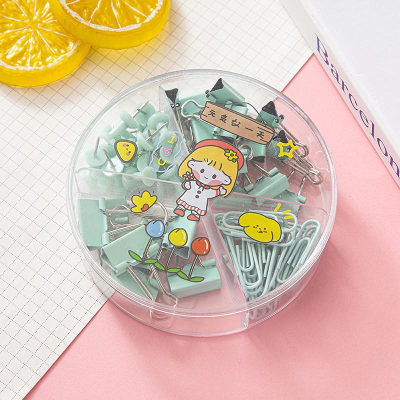 

Набор цветных офисных зажимов Macaron: Скрепки, гвозди в форме буквы I, зажимы с длинным хвостом, зажимы «ласточкин хвост» в коробке с четырьмя ячейками