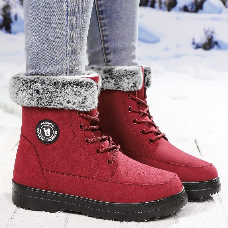 Fashion Winter New Women's Thick Plush Cotton Boots and Mid Top Warm Snow Boots Are Fashionable  Trendy  and Upgraded for Warmth