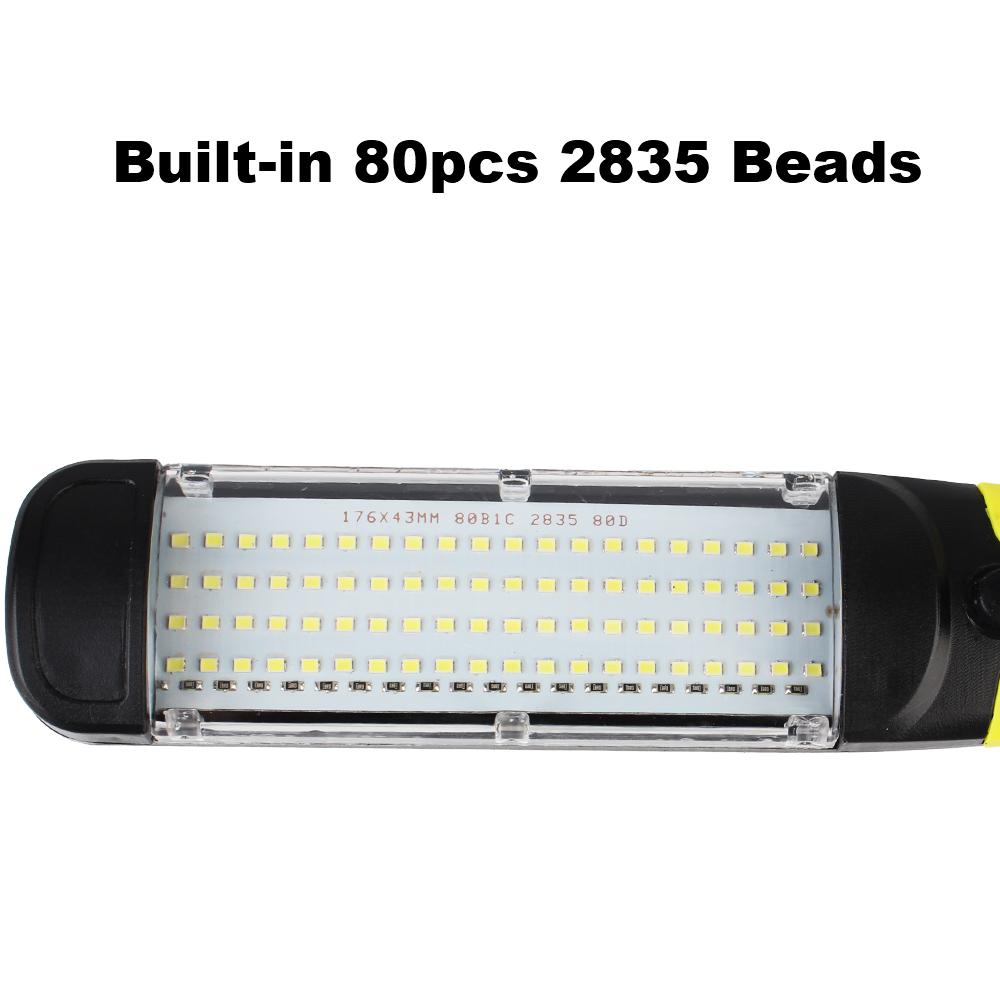 Spotlights 80 LED Beads With Switch/Hook/Magnet Work Lamp Wireless 6500K 40W Super Bright Universal Portable Driving Lamp