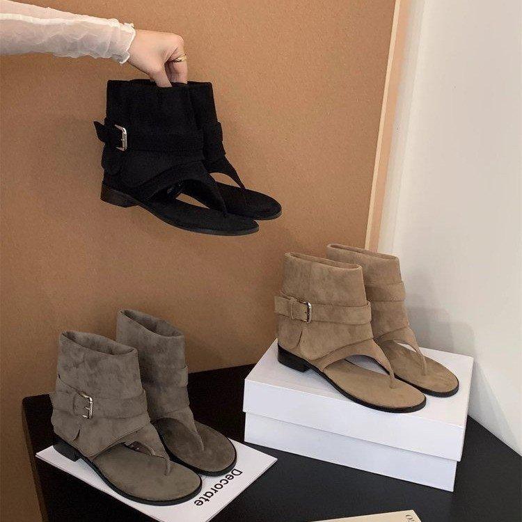 Cowboy boots sandals women's summer toe cool boots women's 2025 new flat flip-flops retro women's shoes summer