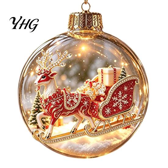Christmas Gift Embellishments Glowing Story Ornament, Light?Up Mini Holiday Scene Hanging Ball with Warm Party Favors LED Light, Clear Plastic