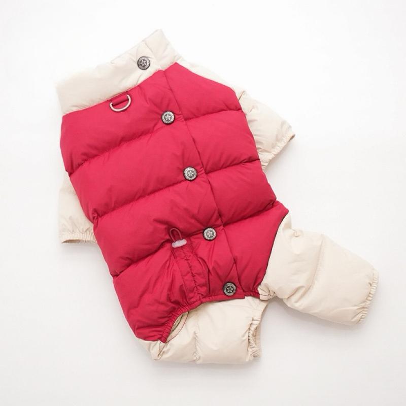 

90% White Duck Down Dog Clothes Jumpsuit Winter Pet Apparel Coat Pomeranian Poodle Bichon Schnauzer Clothing Puppy Costume S красный