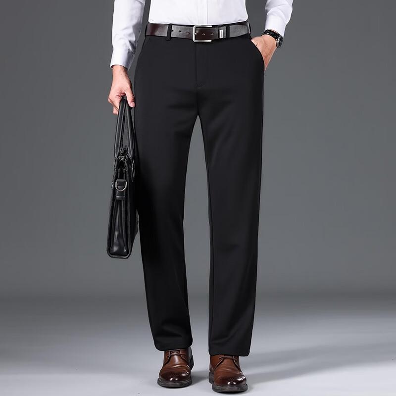 Pantalon Décontracté d'Affaires à Jambe Droite en Soie Glacée pour Homme FXFS5018