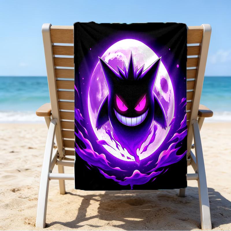 Proof Beach Towel with a Pokémon Gengar Pattern - Soft,absorbent,quick-drying,machine Washable - Perfect for Swimming,camping,bathing