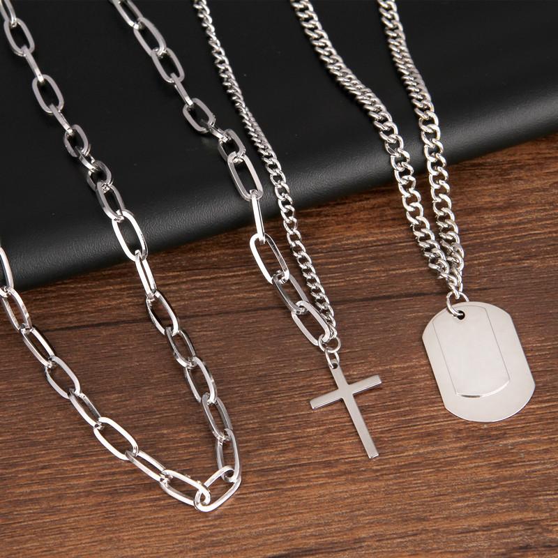 

Personalized Street Hip Hop Dance Multi-Layer Necklace Hang Tag Earth Cool Sweater Chain