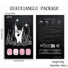 24PCS French Pink Glitters Short False Nail With Bows Design ABS Fake Nail Easy To Apply For Women Party Comfortable Wear