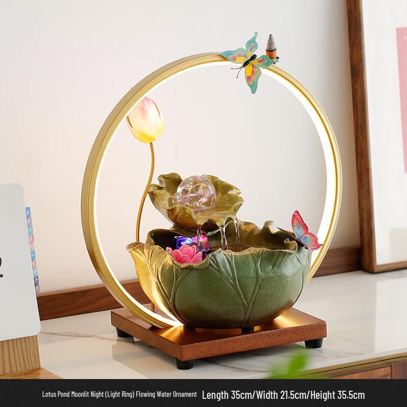 

OIMG Новый китайский пруд с лотосами, водный элемент со светодиодной подсветкой и благовониями