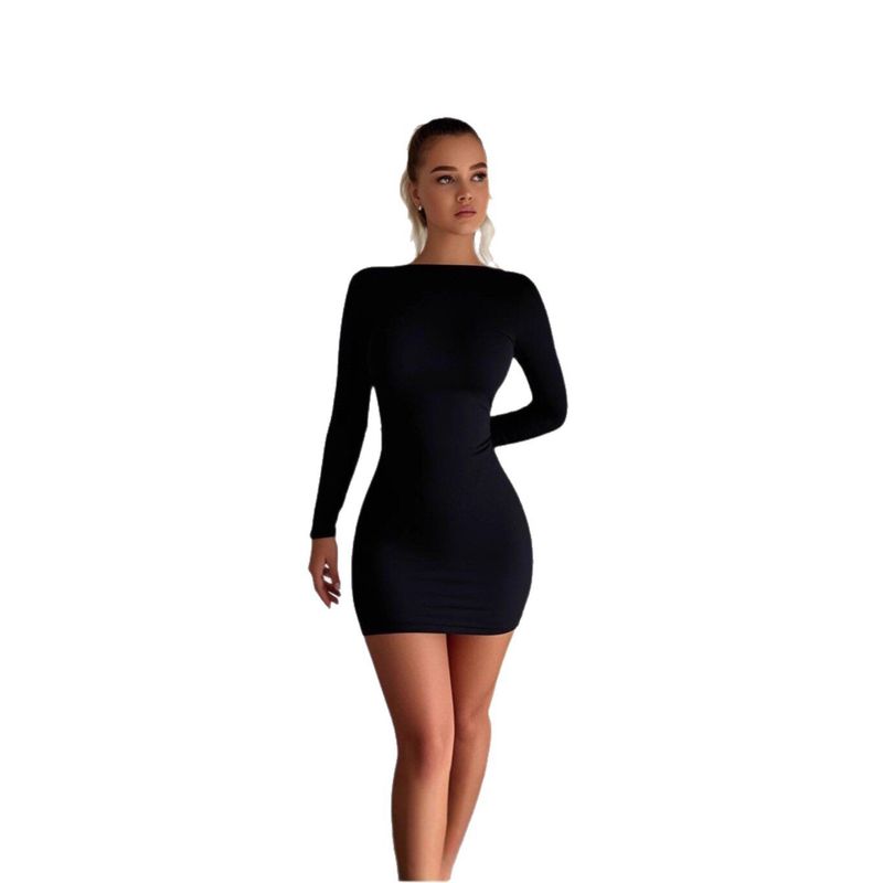 

Cross-Border Dresses Amazon Tight-Fitting Bodycon Dress European and American Women s Sexy Backless Nightclub Party One-Step Dress Black XS