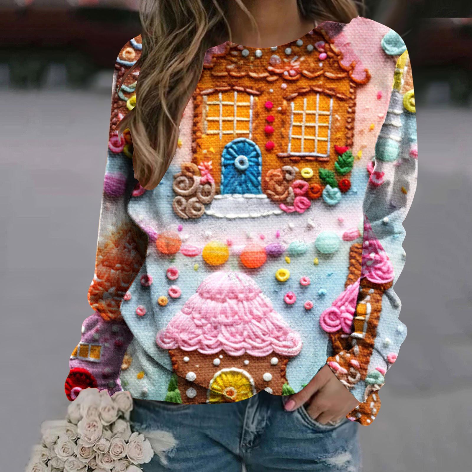 

Різдвяний милий Санта-Клаус з художнім візерунком 3D-друком Жіноча модна толстовка з круглим вирізом і запущеними плечима Осінній повсякденний пуловер ADW141 S