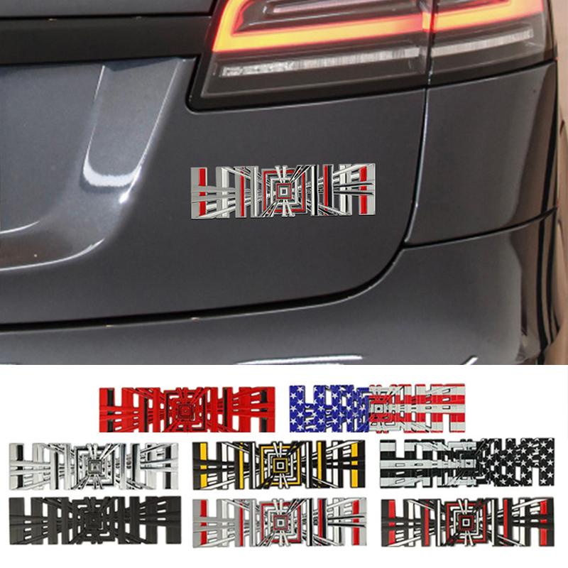 XLGJS1 3D Metal Alloy Plaid Logo Rear Trunk Fender Badge Emblem Sticker Decals For Tesla Roadster 2022 Model Y S 3 X Car Accessories