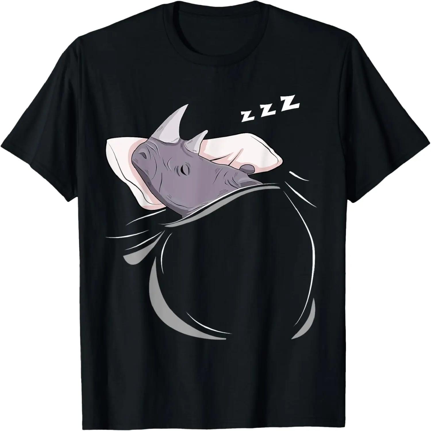Rhinoceros Sleeping Animal Pajamas Nap PJs Outfit Gift Rhino T-Shirt S чёрный