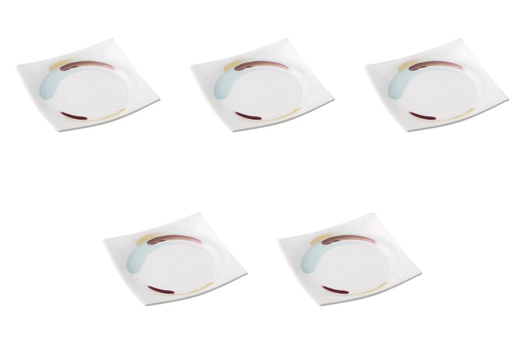 Set of 5 Shirasagi White Matte 23cm Square Plates x 23 x Square Plates Setomonohonpo [23 4.5cm] (Large)