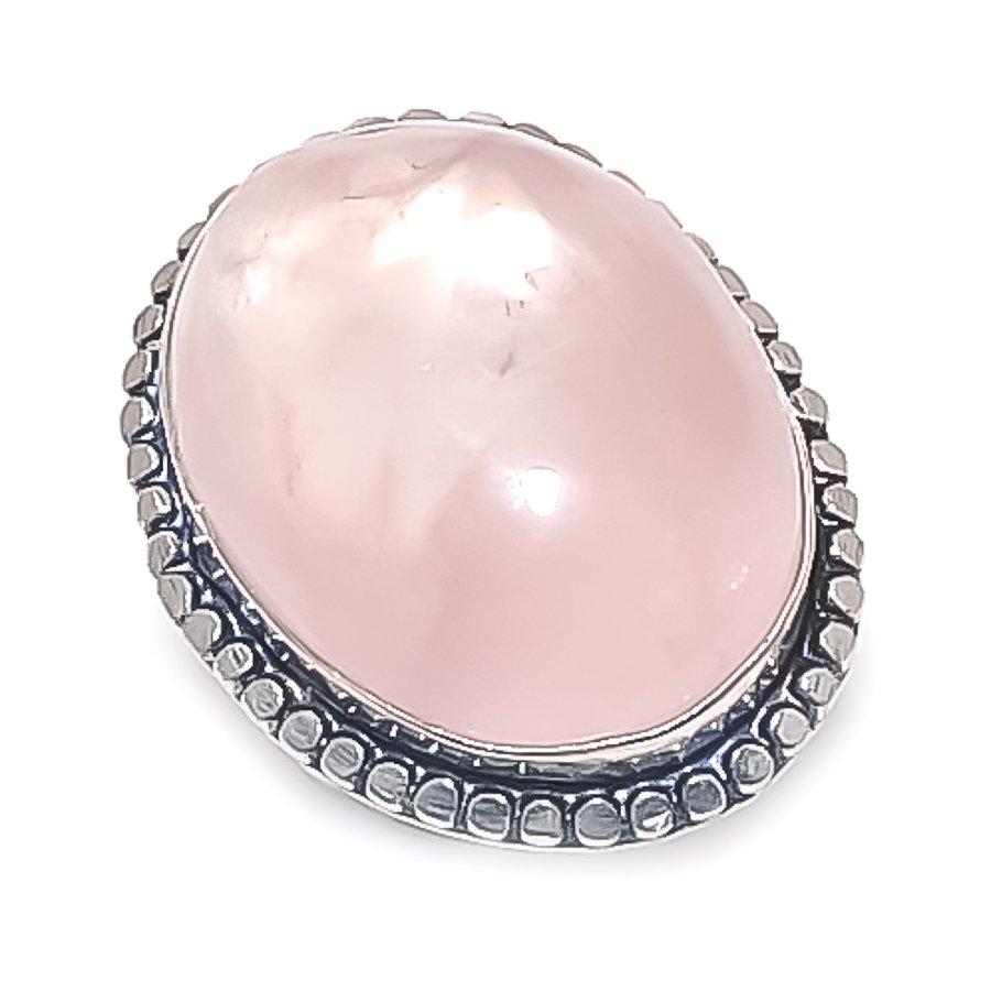 Natural Rose Quartz Gemstone 925 Sterling Silver Jewelry Ring Size 7 ETC-13463