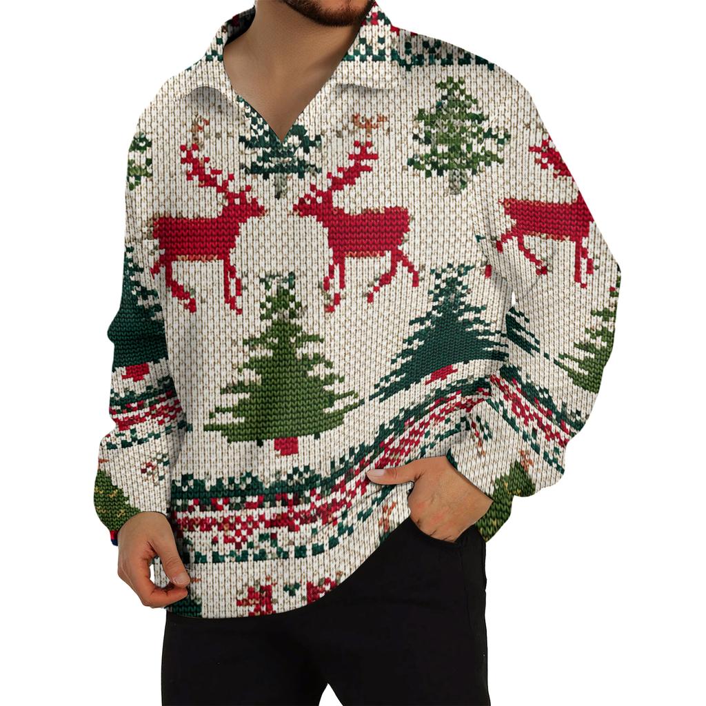 Men's Casual Collared Long-Sleeve Knit Base Layer Top