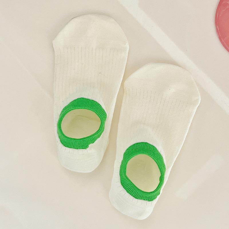 Female Summer Thin Color Matching Shallow Mouth Invisible Non Slip Heel Socks
