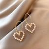 New Detachable Pearl Heart Pendants Drop Earrings for Women Korean Sweet Simulated Pearl Hollow Love Hearts Girls Dangle Earring