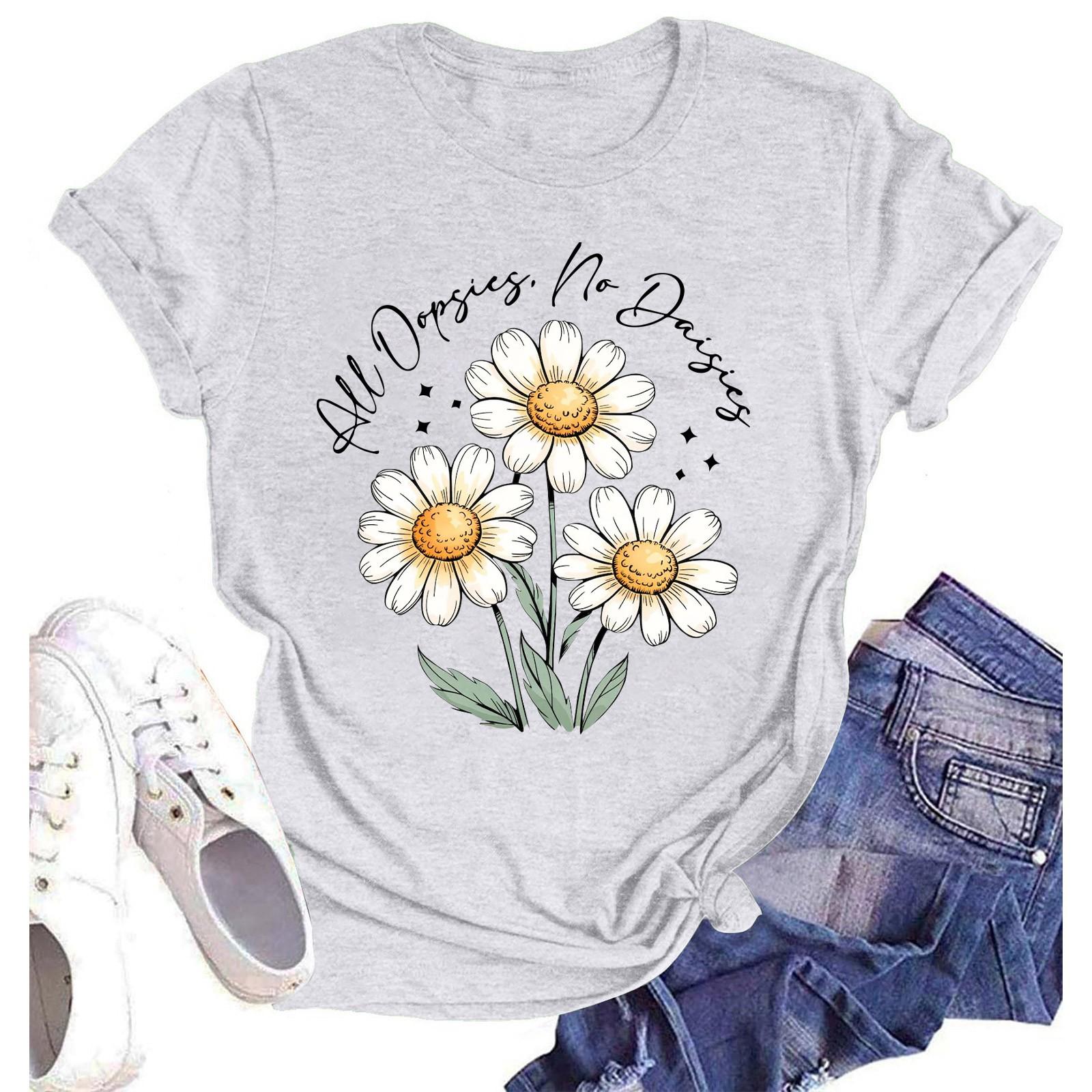 

Женская модная повседневная летняя удобная блузка с круглым вырезом и коротким рукавом с принтом XL белый