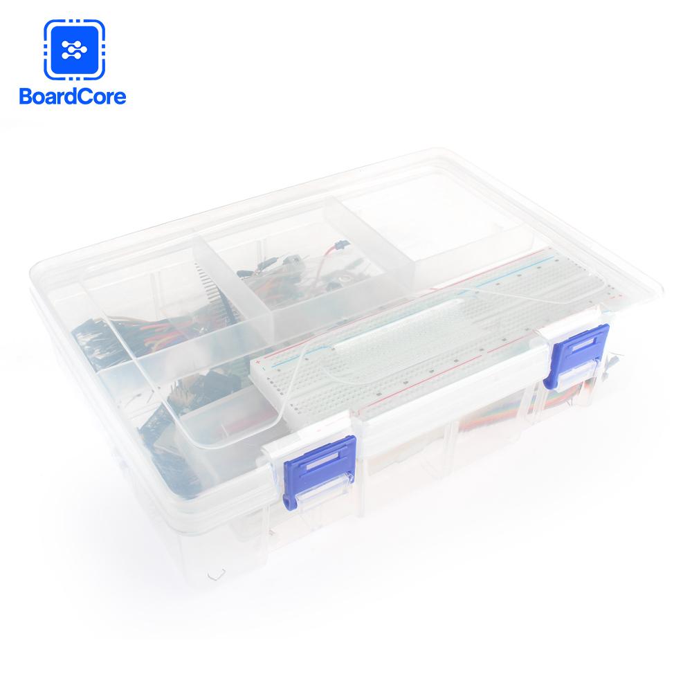 Boxed DIY Project Starter Electronic Kit MB-102 830 Tie-points Breadboard Jumper Resistors Capacitor Diode for Arduino UNO R3