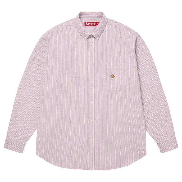 Supreme Loose Fit Flannel Oxford Shirt Lavender Stripe (26FW)