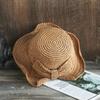 Parent-child 100%Raffia Bow Sun Hat Wide Brim Floppy Summer Hats For Women Beach Panama Straw Dome Bucket Hat Femme Shade Hat