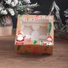 24PCS Lovely Santa Gift Box with Ribbon & Card Clear Window Packaging Box Removable Insert for Party Favors New Year Decorations