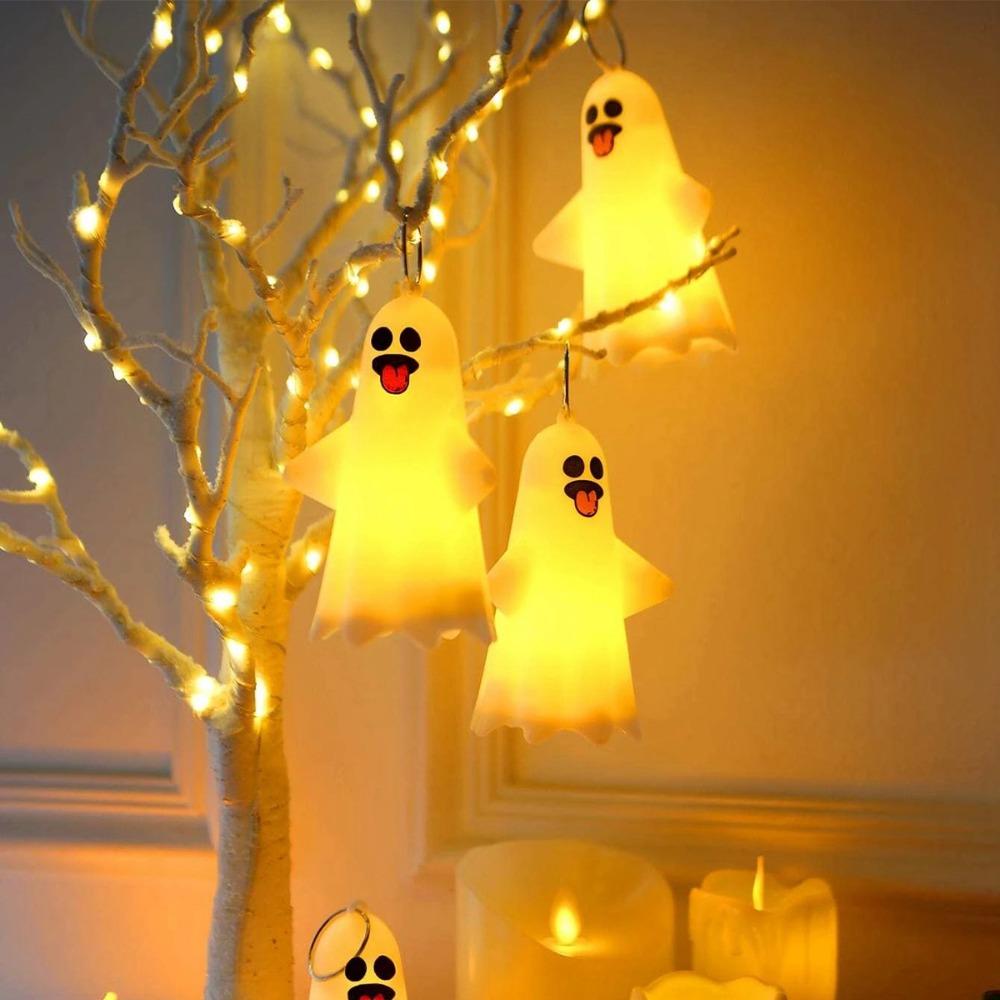 

с кнопочной ячейкой, пластиковые реквизиты, подвеска-призрак, светодиодные фонари-призраки, светодиодные фонари на Хэллоуин, тыквенный фонарь