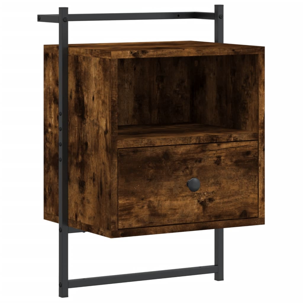 Wall Mounted Nightstands (Set of 2) Smoked Oak Finish 40 x 30 x 61 cm Engineered Wood