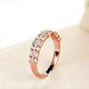 Ladies' Three Row Alternating Ring, Embellished with Synthetic Zircon, Elegant and Eye-catching Jewelry, Daily Wear, Anniversary Gift